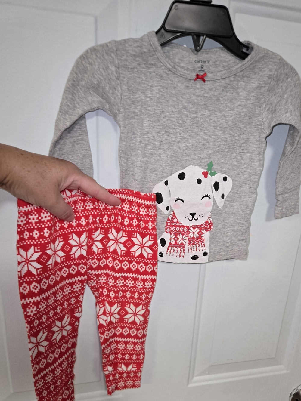 Carter's Kids Gray & Red Holiday Puppy Pajama Set